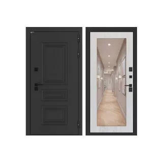 Входная дверь Аляска Лайт с Зеркалом 18 - Сандал белый